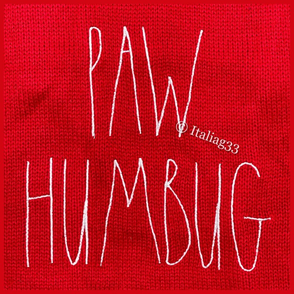 Rae Dunn Dog Sweater PAW HUMBUG Sz XSmall Winter Coat Clothing Red & Cream NEW - Picture 3 of 10